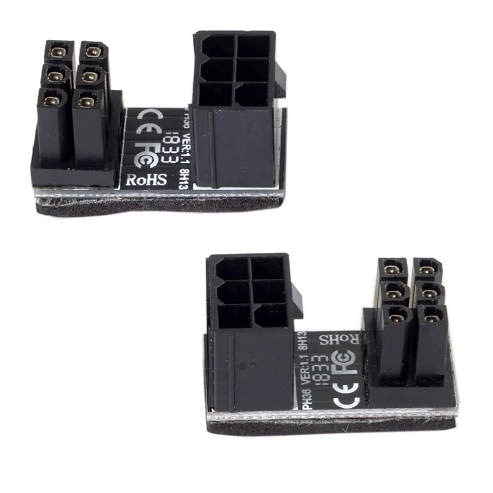 Vszerda Vszerda 180 Degree Angled ATX 6Pin Female to 6pin Male Power Adapter 2pcs Black — product photo