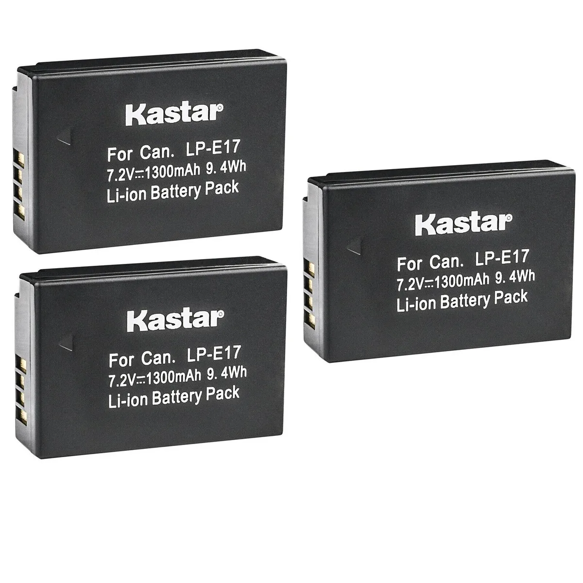 Kastar Kastar LP-E17 3-pack 7.2V 1300mAh camera battery — product photo