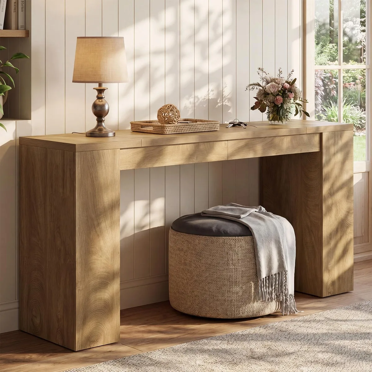 Tribesigns Tribesigns 35.4" Tall Console Table Natural Oak Brown 71" 100lb — product photo