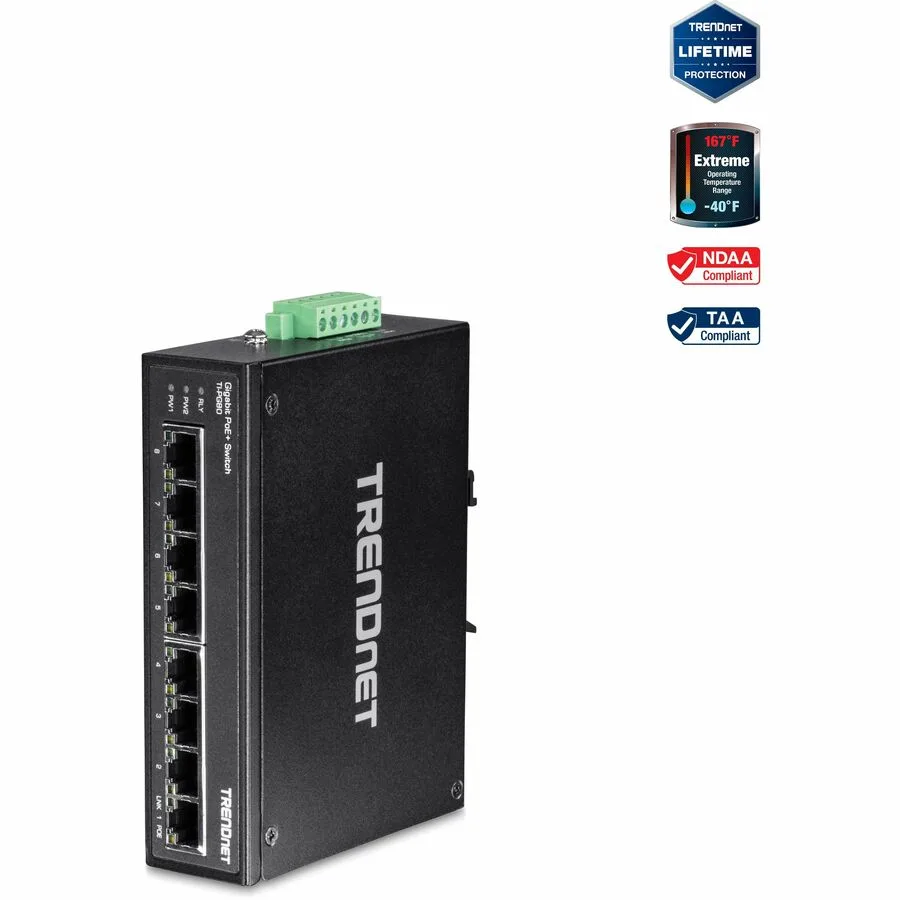 TRENDnet TRENDnet TI-PG80 8-port industrial Gigabit PoE+ network switch — product photo