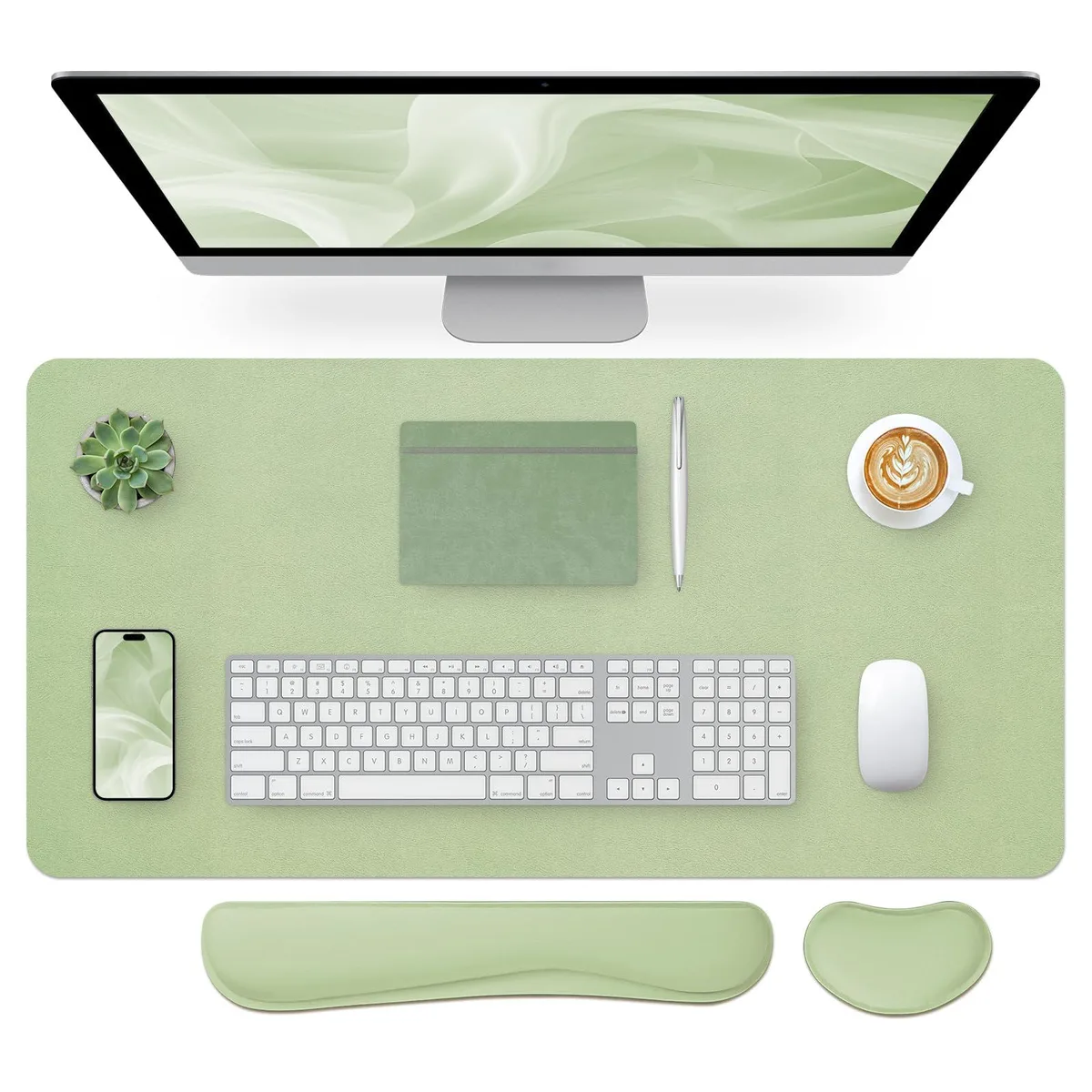  Bloss Green Desk Mat with Wrist Rest 31.5×15.7 in — product photo