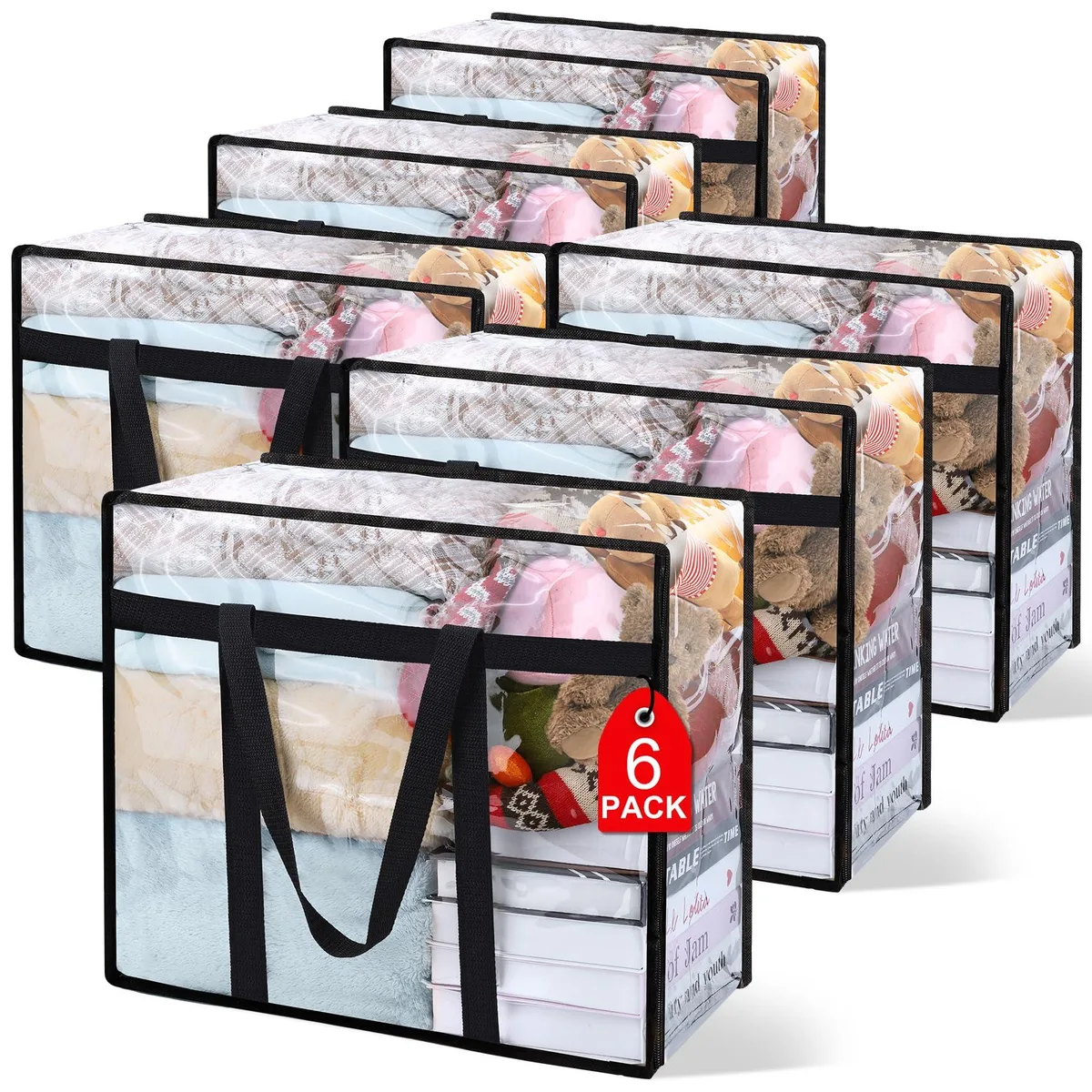  Besslly HAG-004-3 6 Pack 40L Clear PVC Storage Bags — product photo