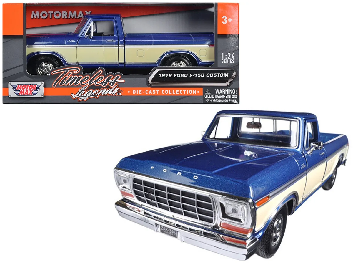 MOTORMAX MOTORMAX 1979 Ford F-150 Pickup Truck 2 Tone Blue/Cream 1/24 Diecast Hobby Collectible — product photo