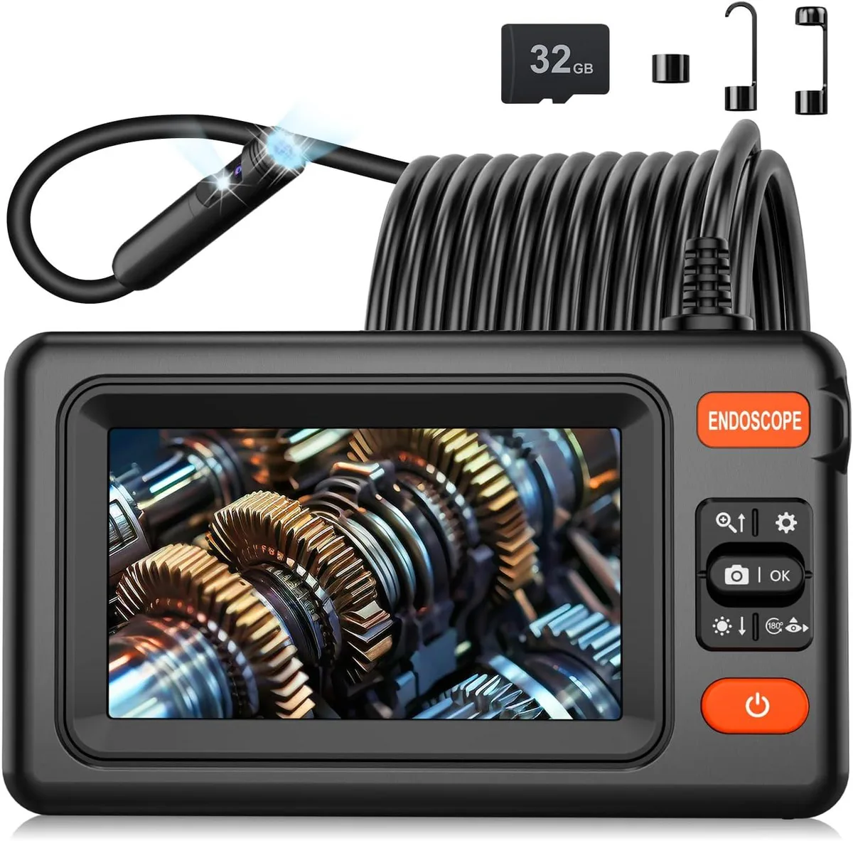BFKK BFKK Dual Lens Endoscope Camera 1920P 4.3" LCD 16.4FT Cable 32GB IP67 measurement tool — product photo