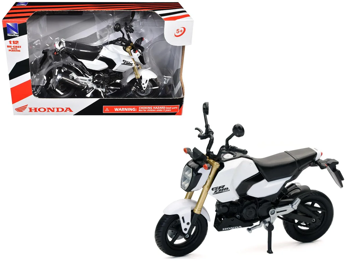 New Ray Toys New Ray Toys Honda GROM White 1/12 Diecast Motorcycle — product photo
