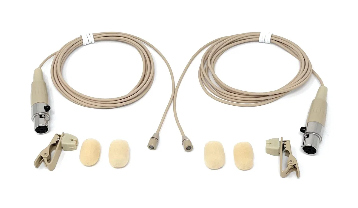  J&amp;P Lavalier Microphone Pair 4-pin Mini XLR TA4F 47 inches — product photo