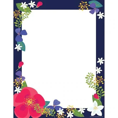 Pack of 50 multicolour floral border computer paper sheets