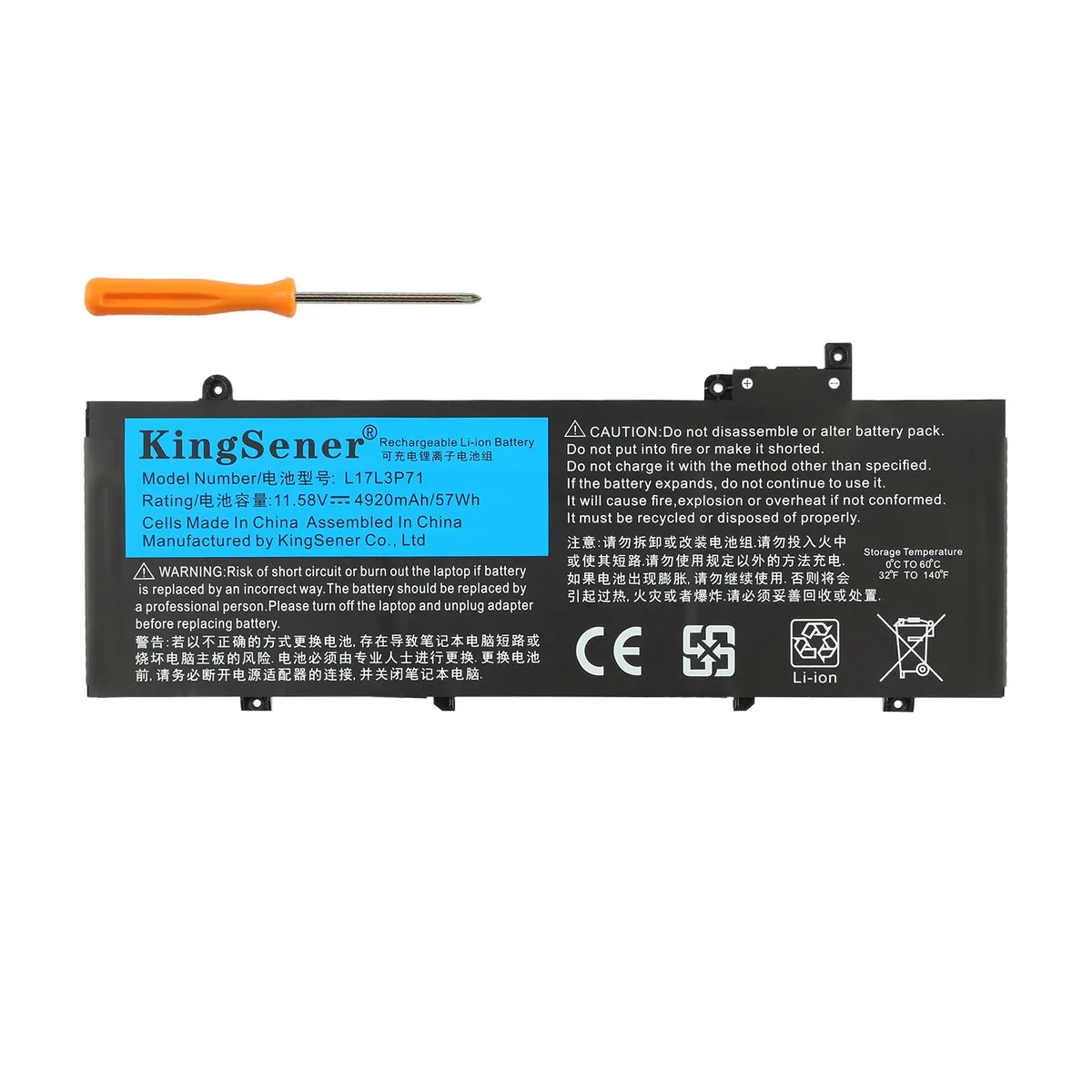 KingSener KingSener L17L3P71 laptop battery 11.58V 4.92Ah 57WH — product photo
