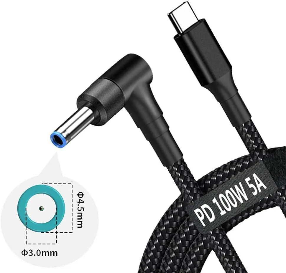 usbroway usbroway USB C to DC 4.5 x 3.0mm Right Angle Cable 6.5ft 100W PD — product photo