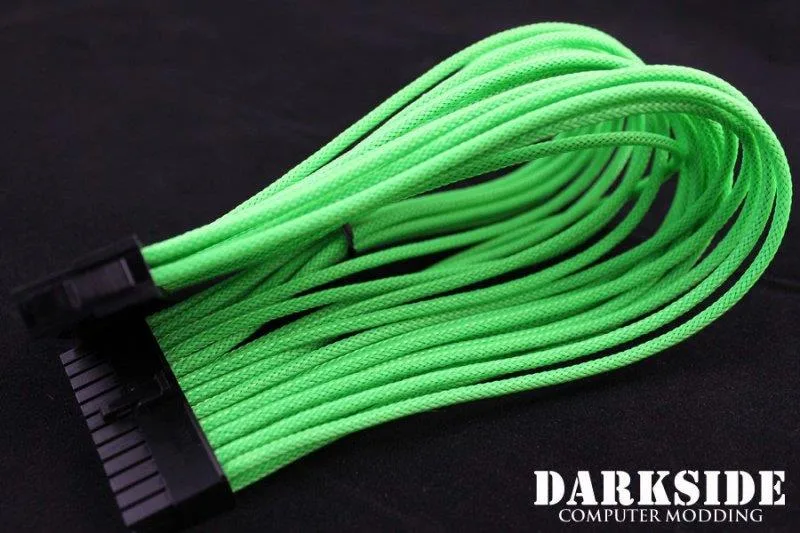 Darkside Computer Modding Darkside Computer Modding 24-Pin ATX 12" HSL Single Braid Extension Cable Green UV DS-0239 — product photo