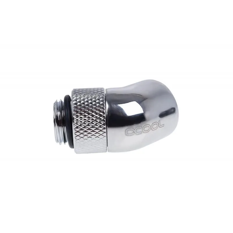 Chrome 45 degree angled rotatable G1/4 adapter fitting with male and female threads
