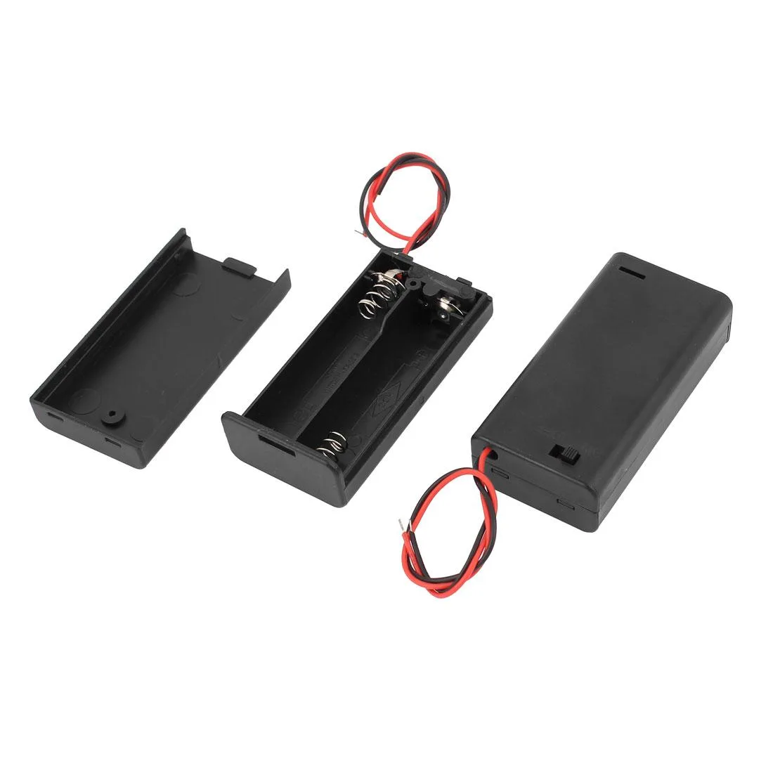 Unique-Bargains Unique-Bargains 2pcs AA Battery Holder Case ON/OFF Switch 15cm leads Black — product photo