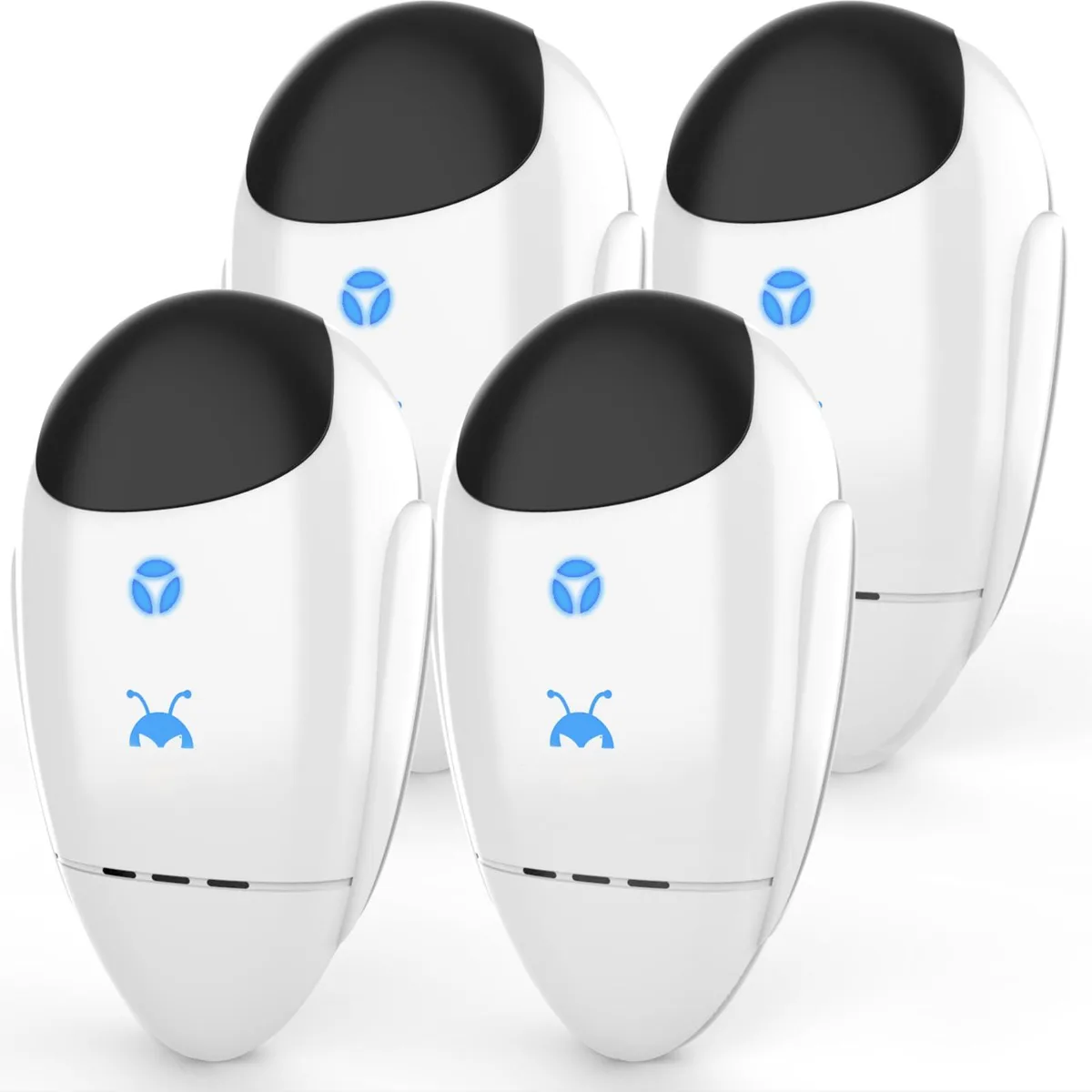 White rectangular plug-in pest repeller with blue breathing light indicator