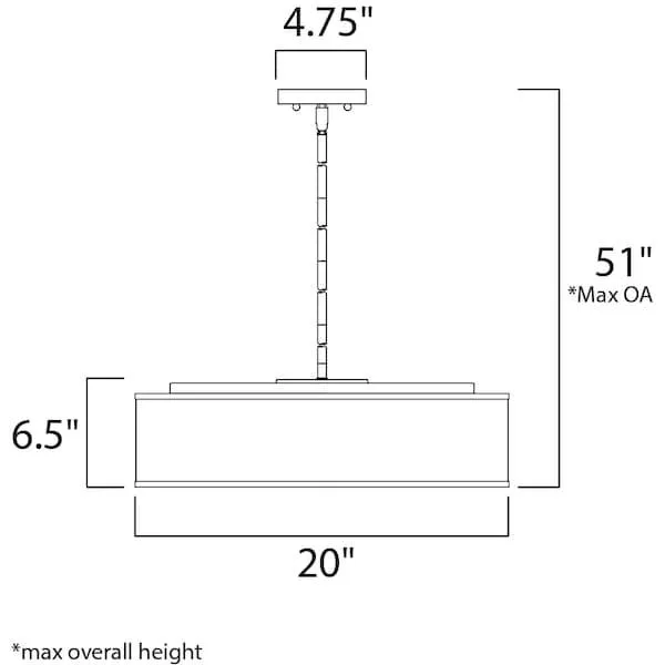 Satin nickel five-light drum pendant twenty inches wide