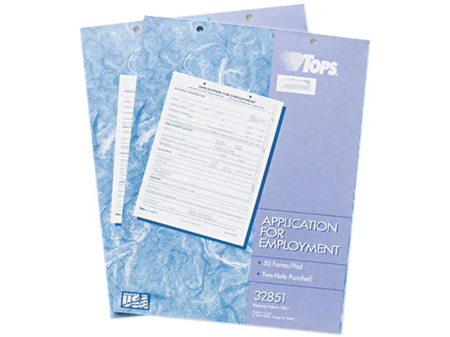 TOPS TOPS 32851 Employment Application Tax Form White 2-Sided 50 Sheets — product photo