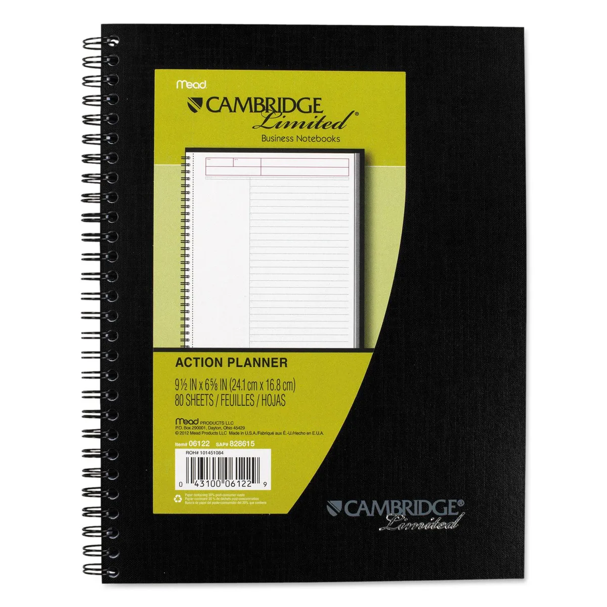 Mead Mead 6122 Cambridge Action Planner Notebook 7.25 x 9.5 80 Sheets — product photo