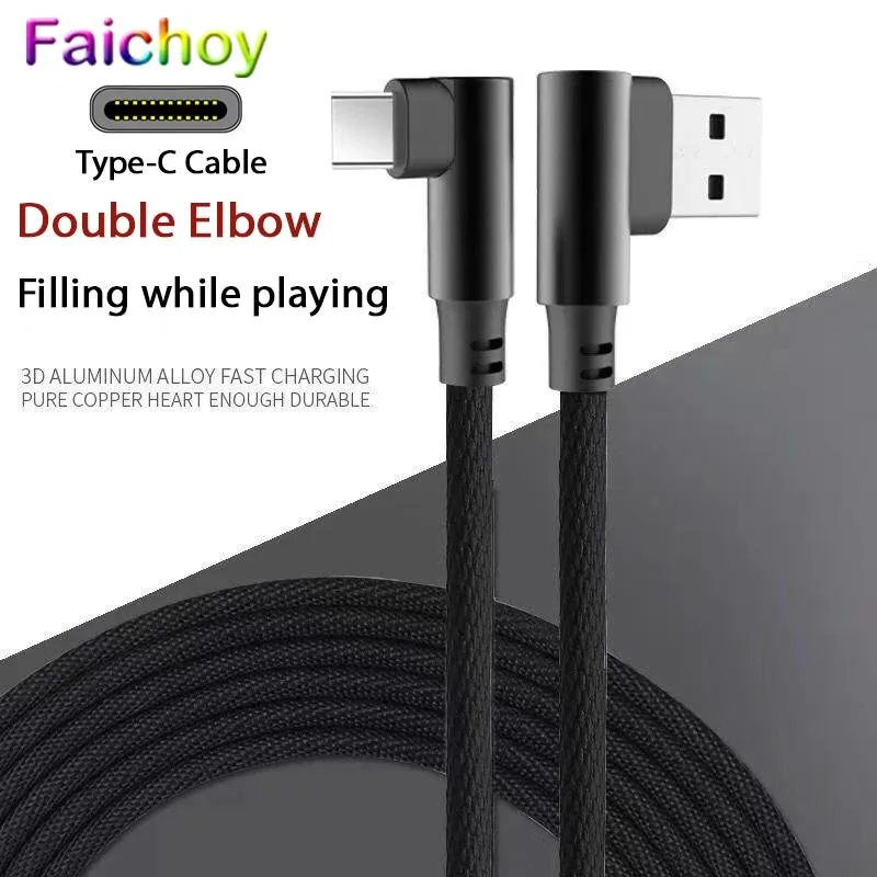 Micro USB to USB A 90-degree nylon braided cable