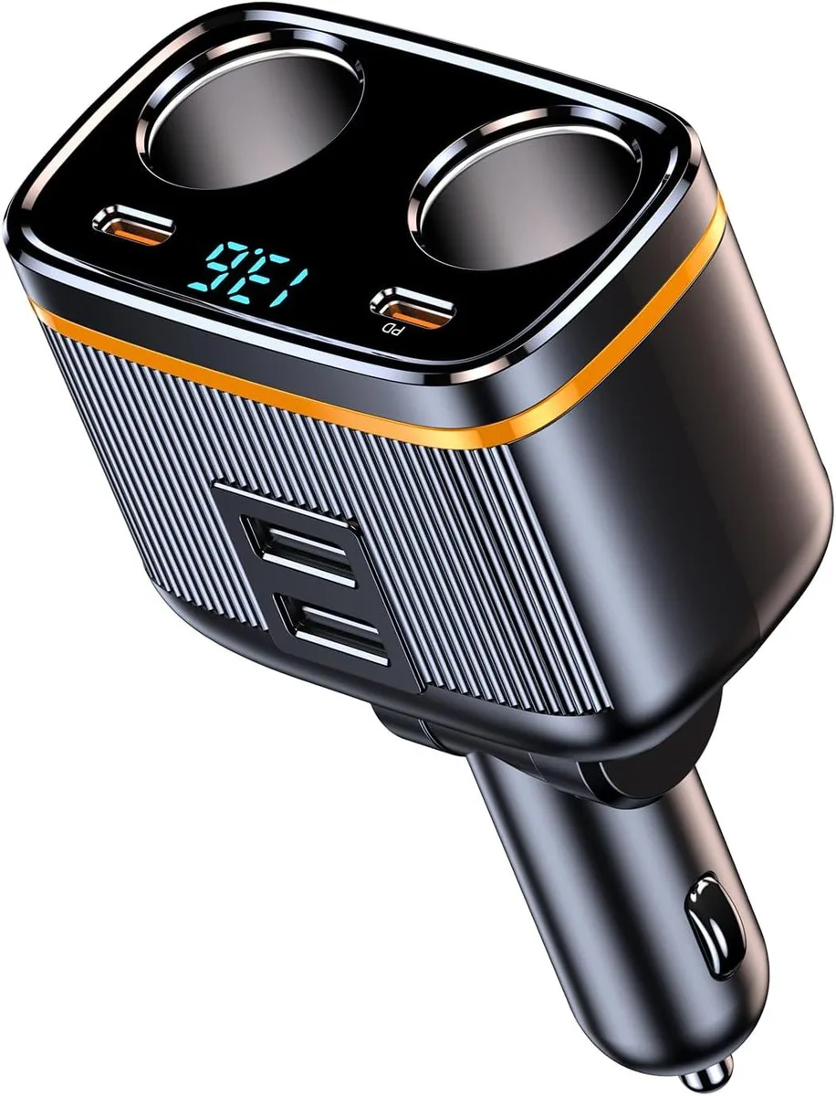 Werleo Werleo 12V/24V 6-in-1 Car Charger 145W PD45W QC3.0 Voltage Display Black — product photo
