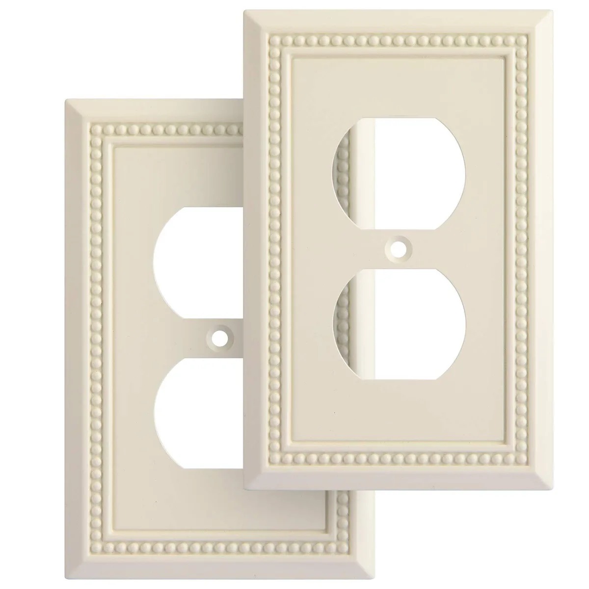  Sunken Pearls Single Duplex 2PK Light Almond Switch Plate — product photo