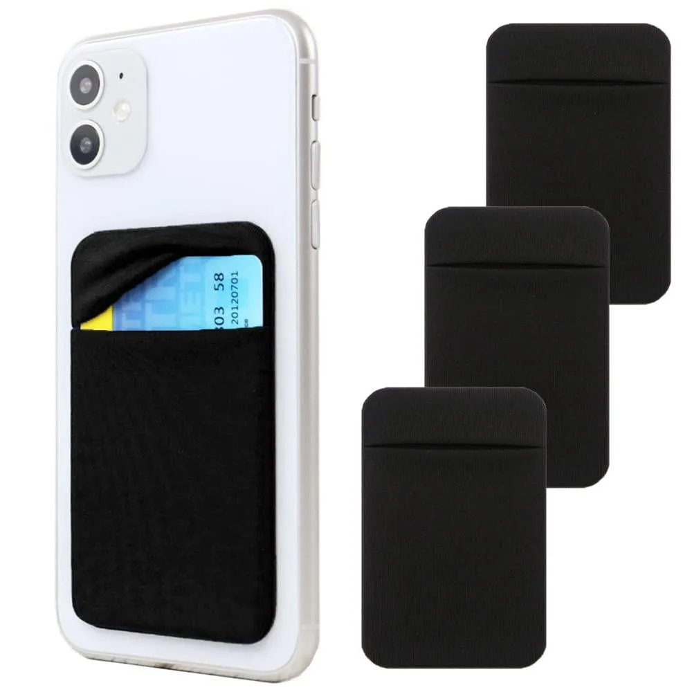No Sew No Sew KZ-02 Phone Wallet Stick-On Card Holder 3-Pack Black — product photo