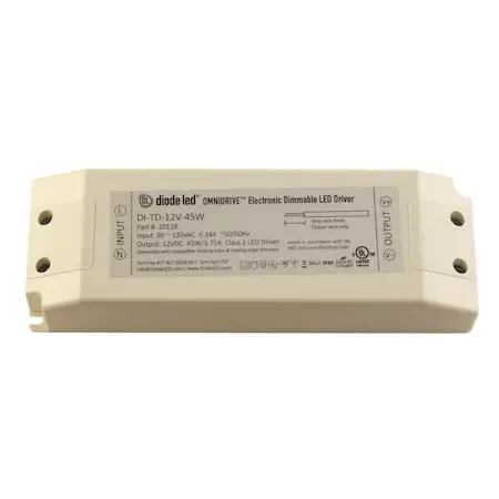 Rectangular black driver box with terminals and label
