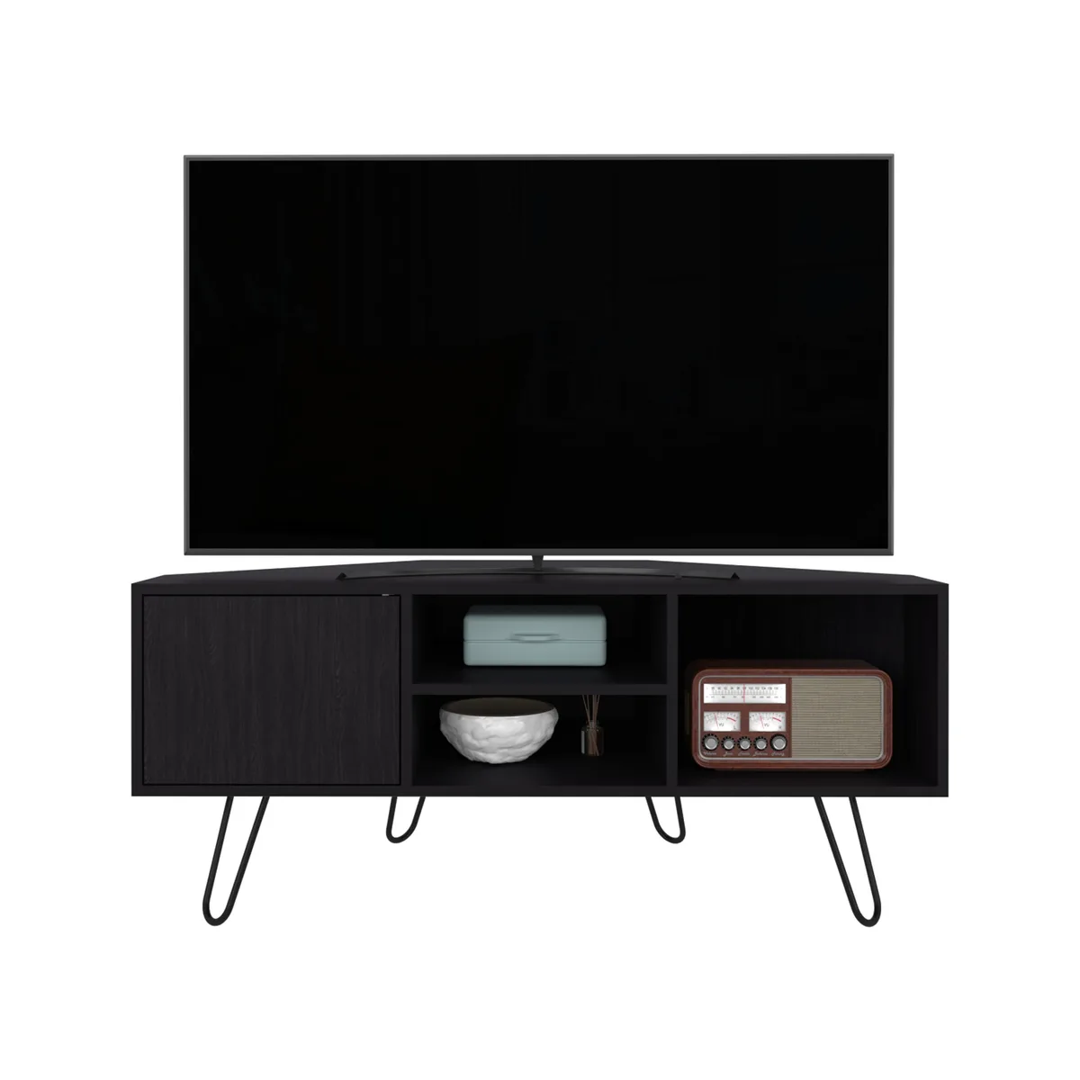 tuphen tuphen TV Stand 1 Door 3 Shelves 4 Legs Black — product photo