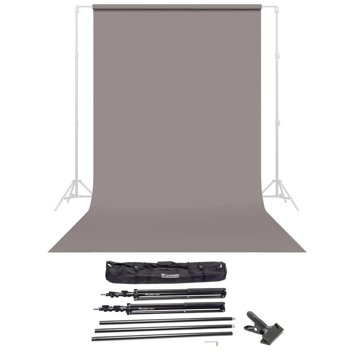 SAVAGE SAVAGE Widetone Seamless Paper 86" x 36' Storm Gray Bundle with 10' Support System — product photo