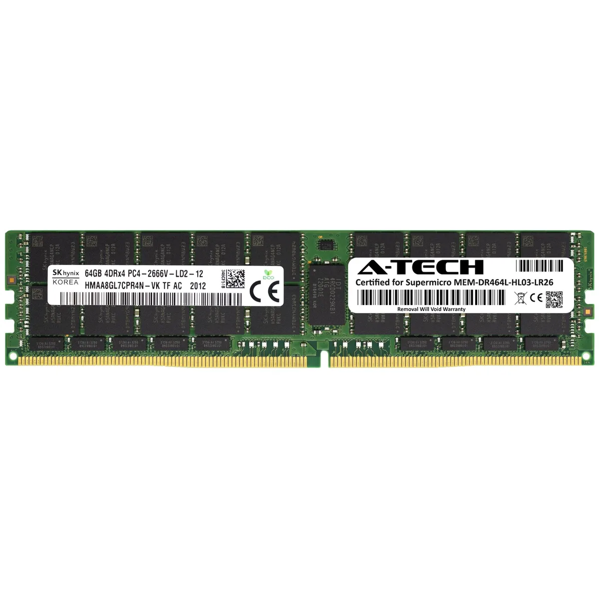 A-Tech A-Tech Supermicro Certified 64GB DDR4 2666MHz CL19 4Rx4 LRDIMM server RAM — product photo