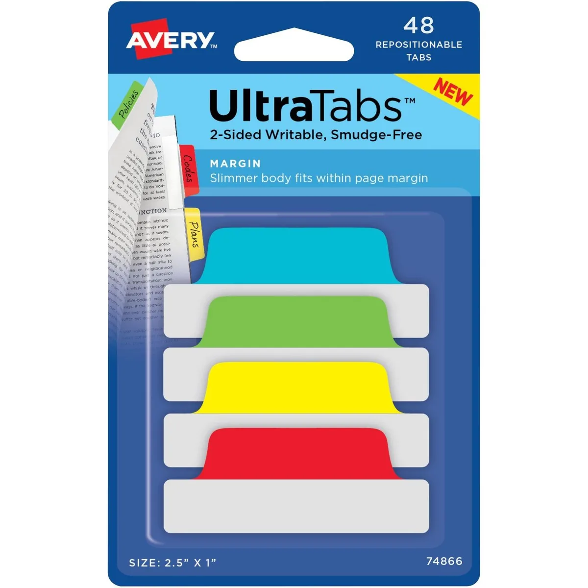 Pack of 48 Avery repositionable flag tabs in assorted colours