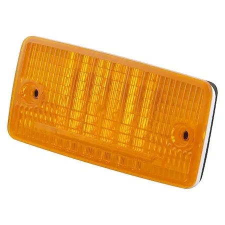 Rectangular amber LED cab marker lamp with polycarbonate lens and housing, flush-mount screw installation