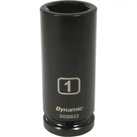 Black phosphate deep socket 1 inch 6 point 3/4 drive large laser markings