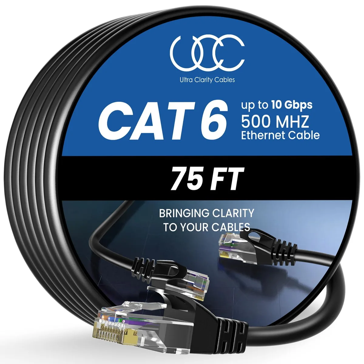 Ultra Clarity Cables Cat6 Ethernet Cable 75ft Black — product photo