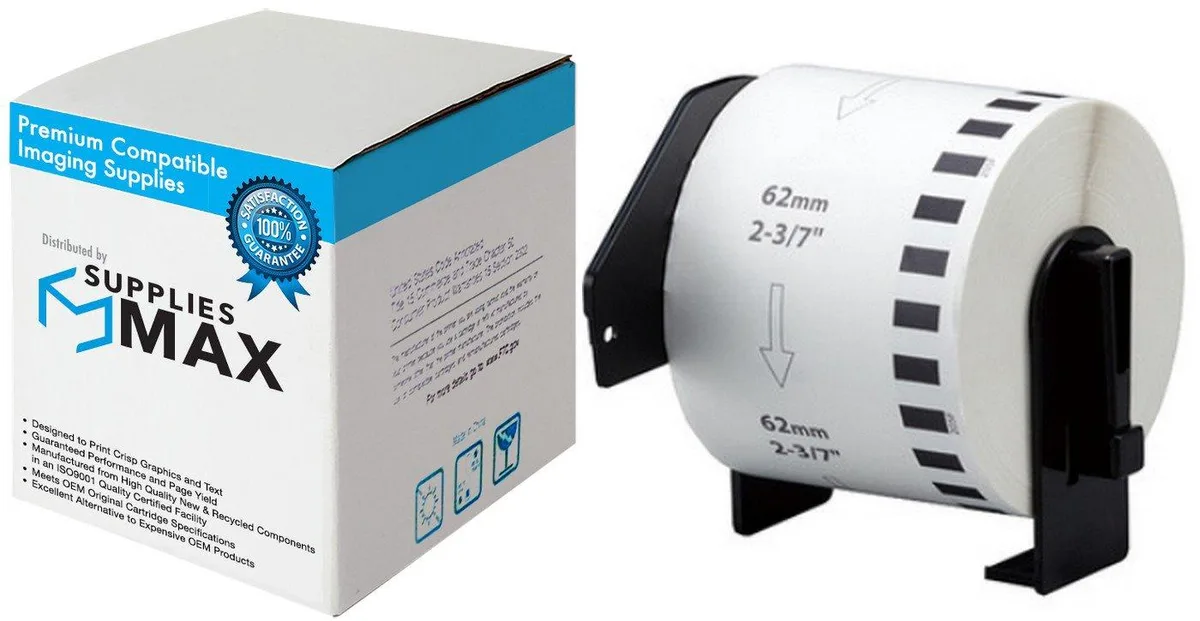 SuppliesMax SuppliesMax DK-2205 White Continuous Paper Label Tape 2.4in 100Ft — product photo