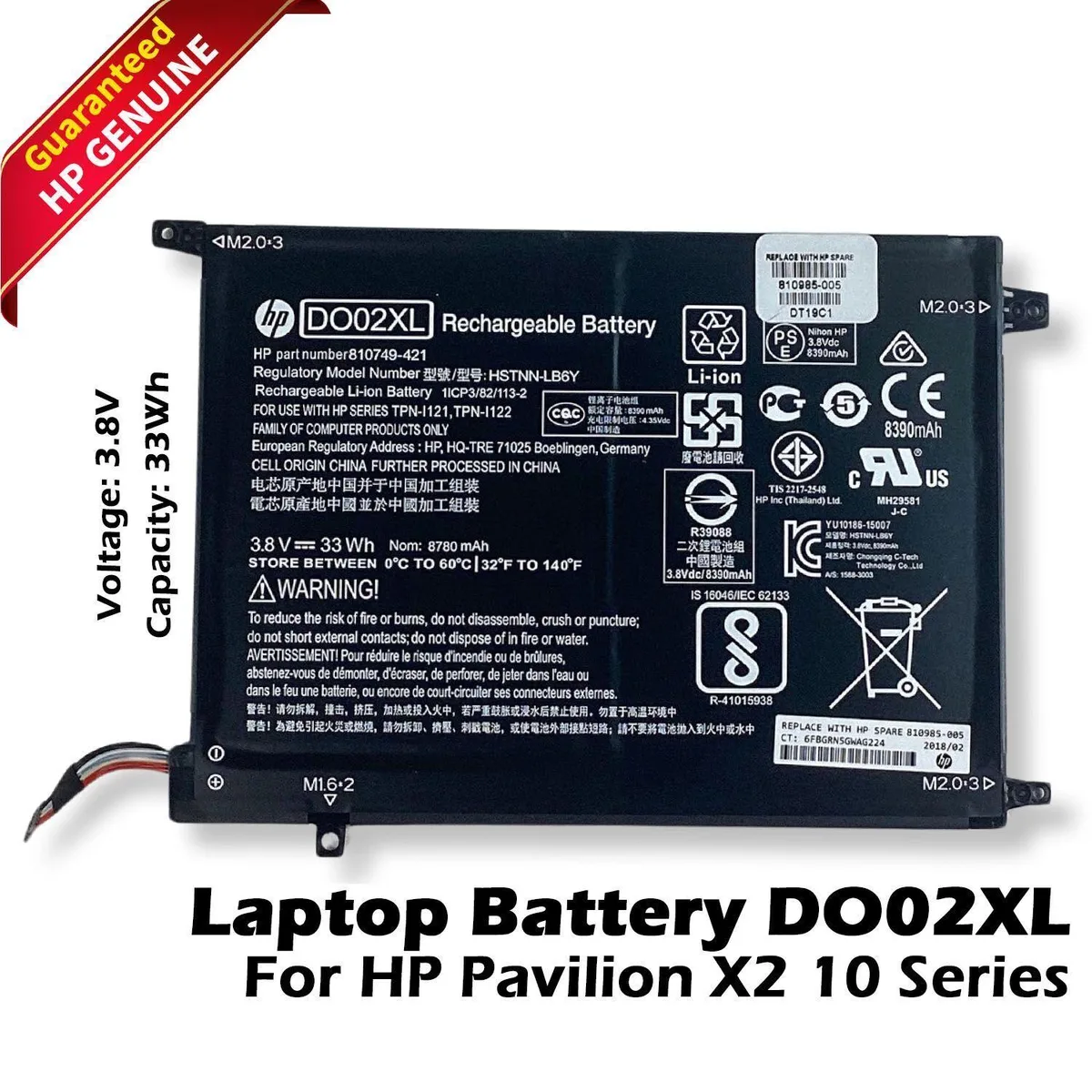 HP HP HSTNN-LB6Y laptop battery for Pavilion X2 210 G1 10-N — product photo