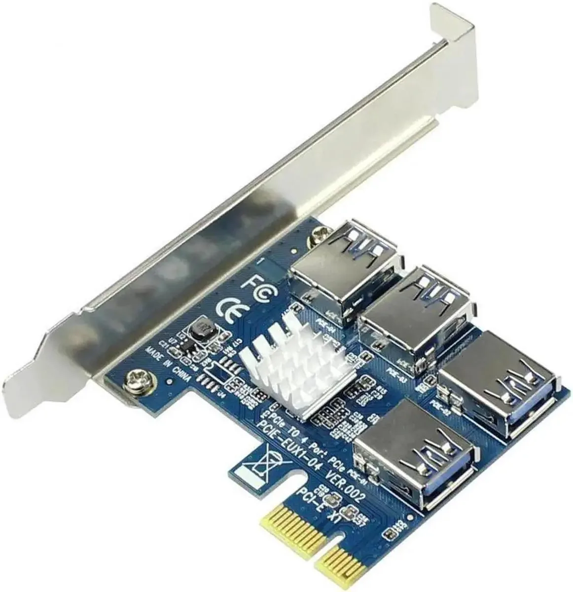 SMUGDESK SMUGDESK PCIe 1X to 4 PCIe 16X USB3.0 Riser Card Data Adapter — product photo