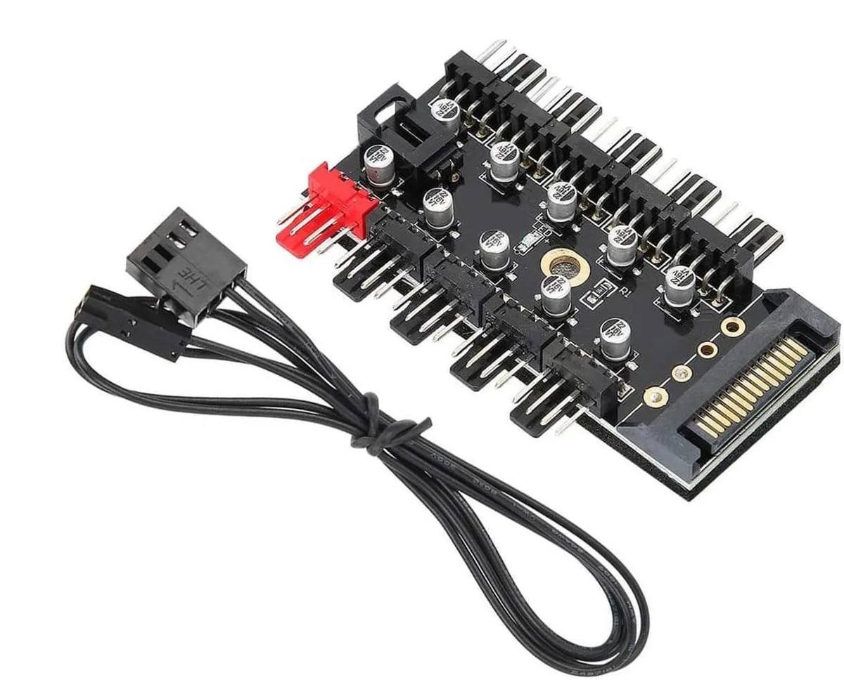 Vszerda Vszerda 10 Port PWM Fan Hub SATA 15pin to 10 Fan Splitter Cable w/ Self-sticker — product photo
