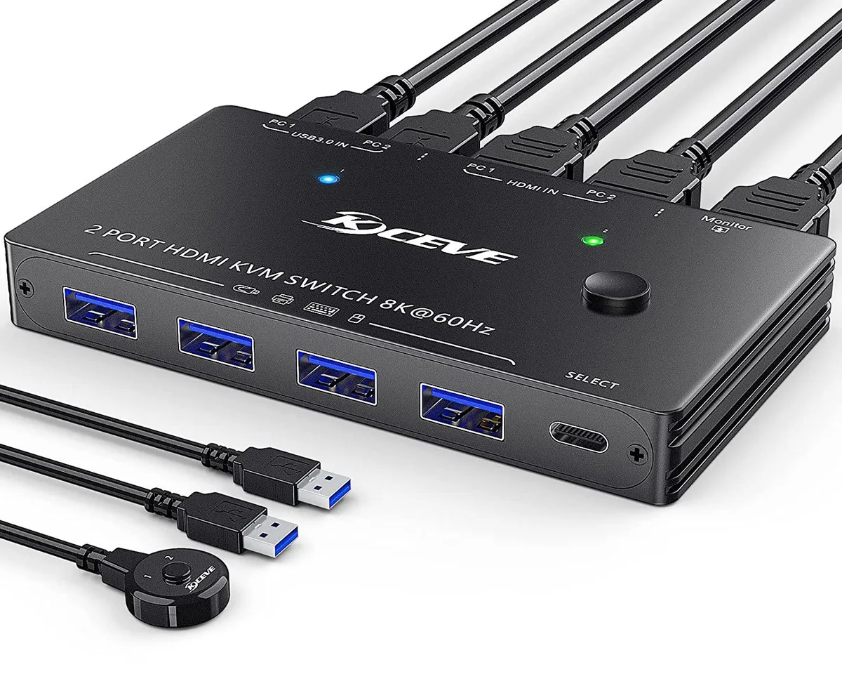 AUTYUE AUTYUE 8K HDMI 2.1 KVM Switch 2-Port 4 USB 3.0 Wired Remote — product photo