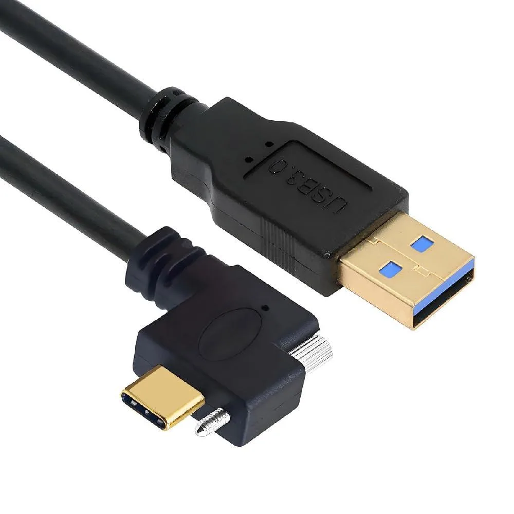 Fervit Fervit USB 3.1 Type-C Locking Screw Right-Angled to USB 3.0 Type-A Cable 1M — product photo