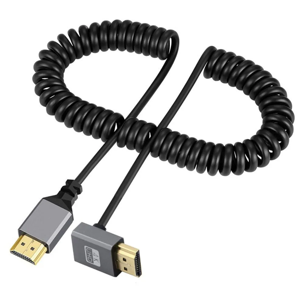 LORDWORLD LORDWORLD 4K 60Hz HDMI 2.0 Coiled Cable 90° Angled Male-Male 19-pin — product photo