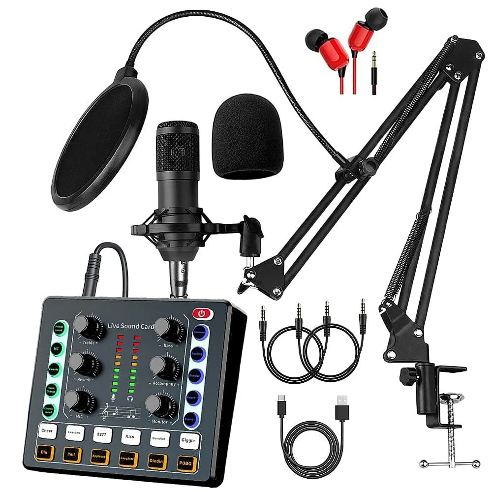 StarTech.com M8-V8GEN sound card with BM-800 microphone, USB audio interface, black finish