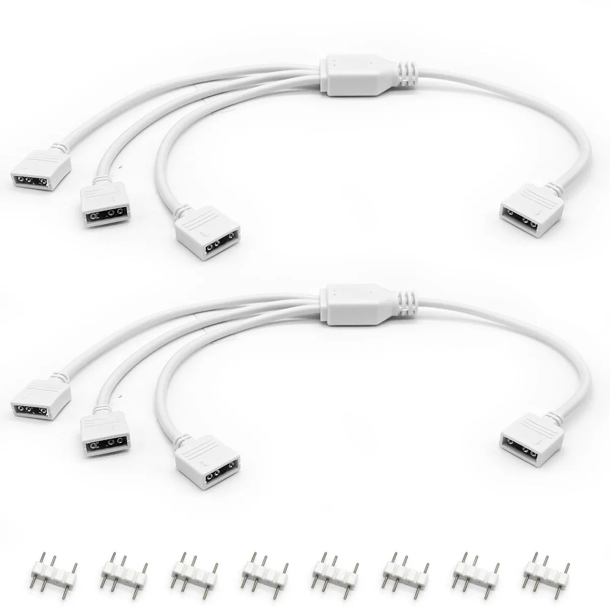  Jstincal 2-Pack White ARGB 1-to-3 Splitter Cables 5V 3-Pin 11.8in — product photo