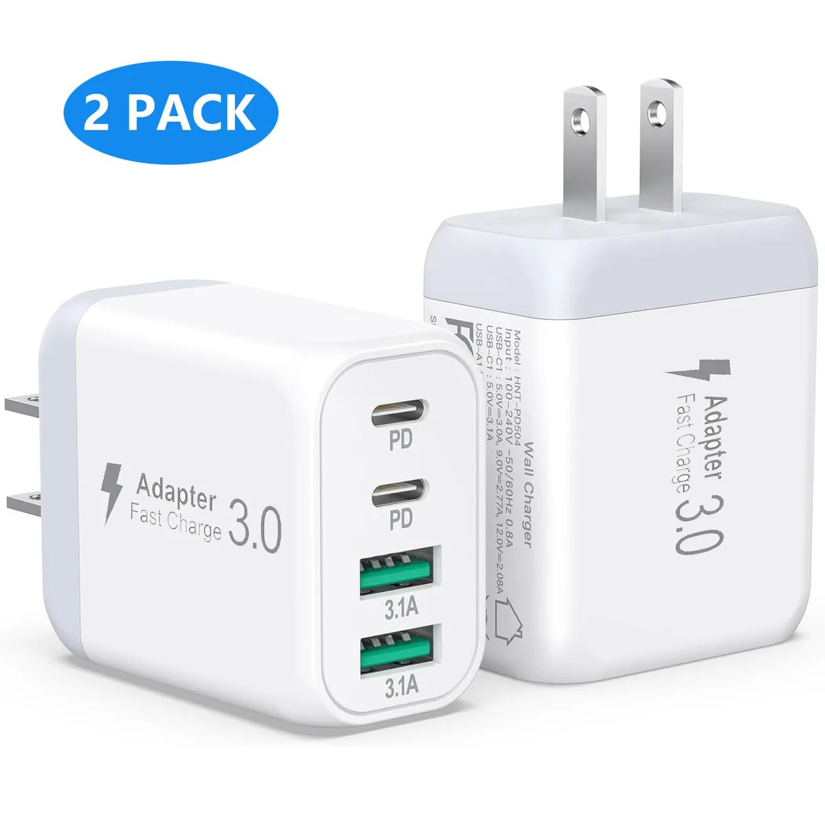 AUTYUE AUTYUE PD501 40W 4-Port USB Charger 2-Pack White — product photo