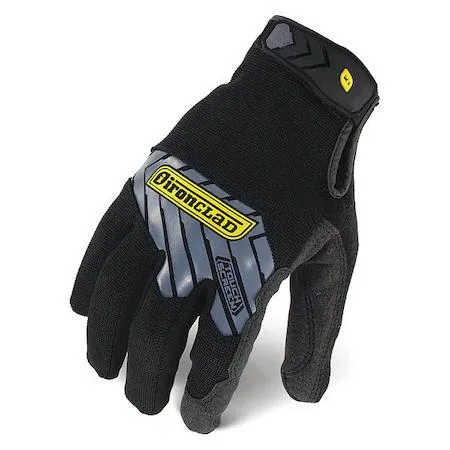 Black synthetic-leather palm mechanics gloves with neoprene knuckle pads and polyester back, size 2XL