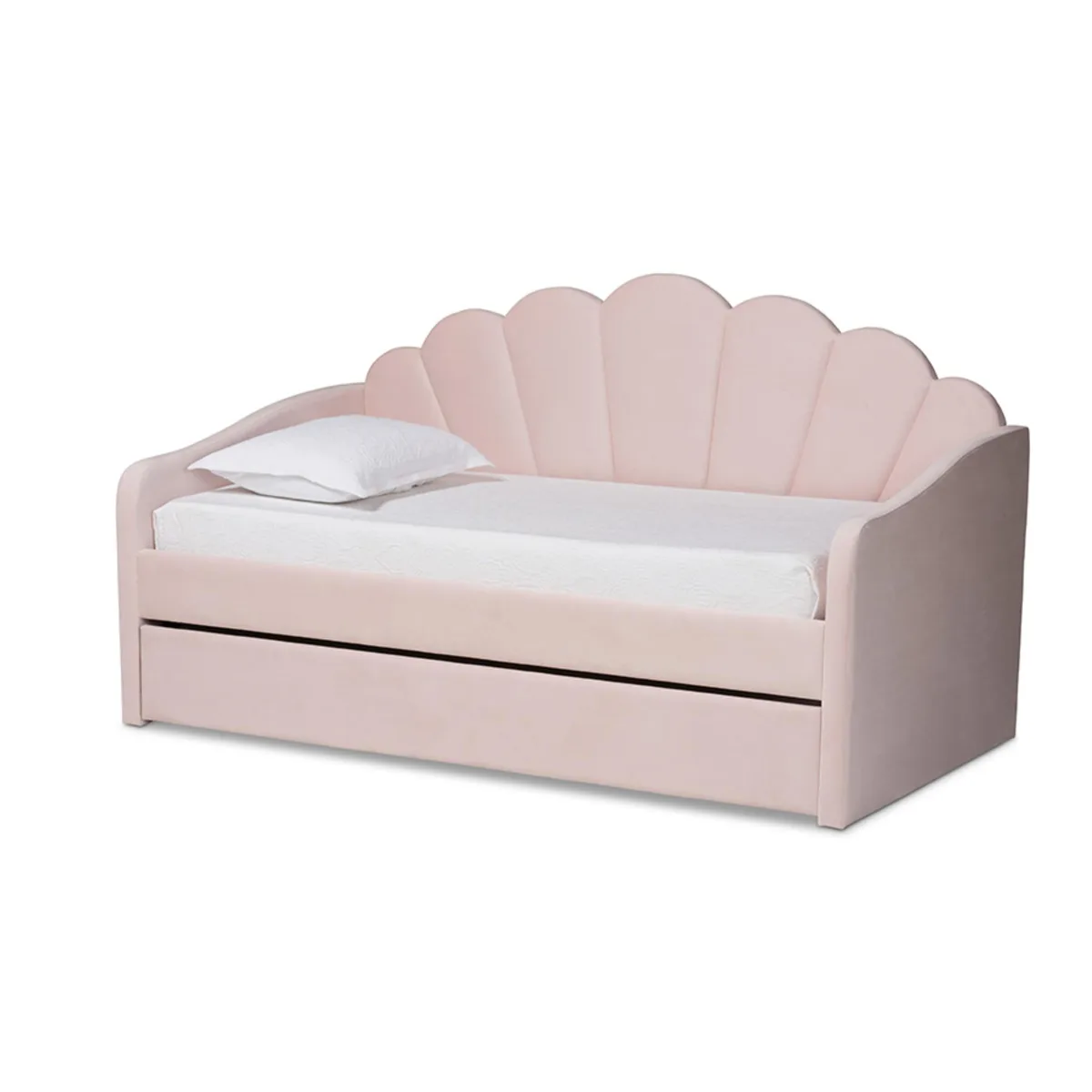 Baxton Studio Baxton Studio Timila Light Pink Velvet Daybed with Trundle — product photo