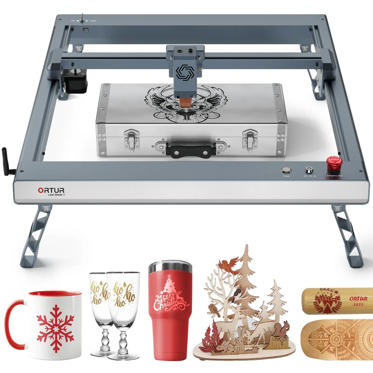 Ortur Ortur Laser Master 3 10W laser engraver with foldable feet and air assist nozzle — product photo