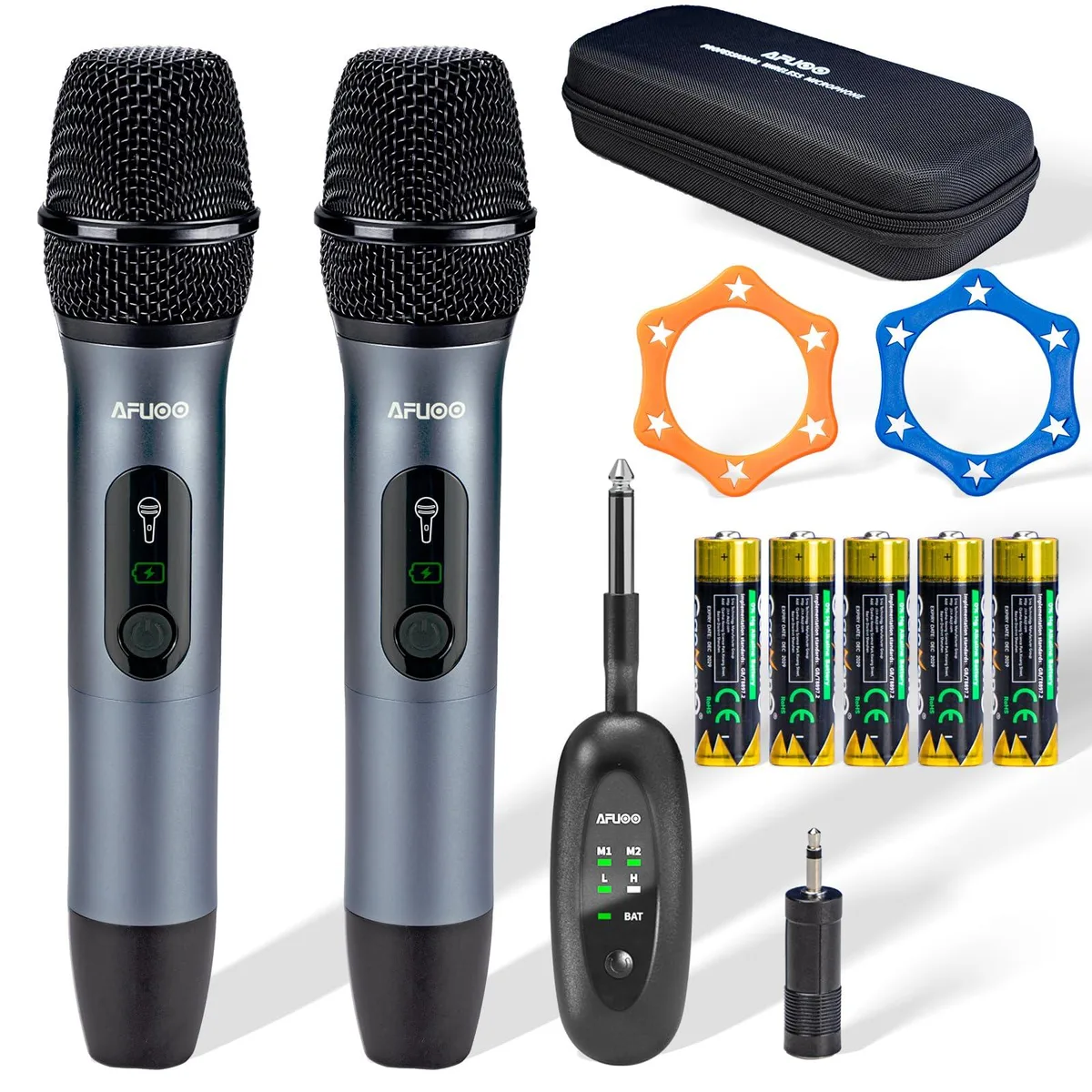  AFUOO W60 Pro Wireless Microphone 2.4GHz 200ft Gray-Blue — product photo