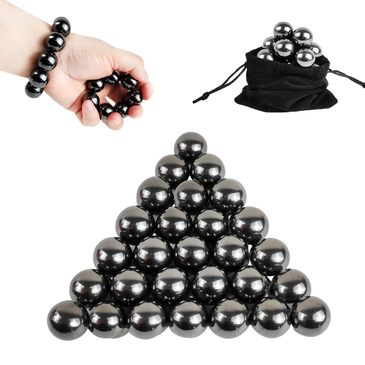 28 black magnetic balls 0.8 inches in a bag and box