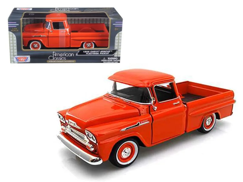 MOTORMAX MOTORMAX 1958 Chevrolet Apache Fleetside Pickup Truck Orange 1/24 Diecast — product photo
