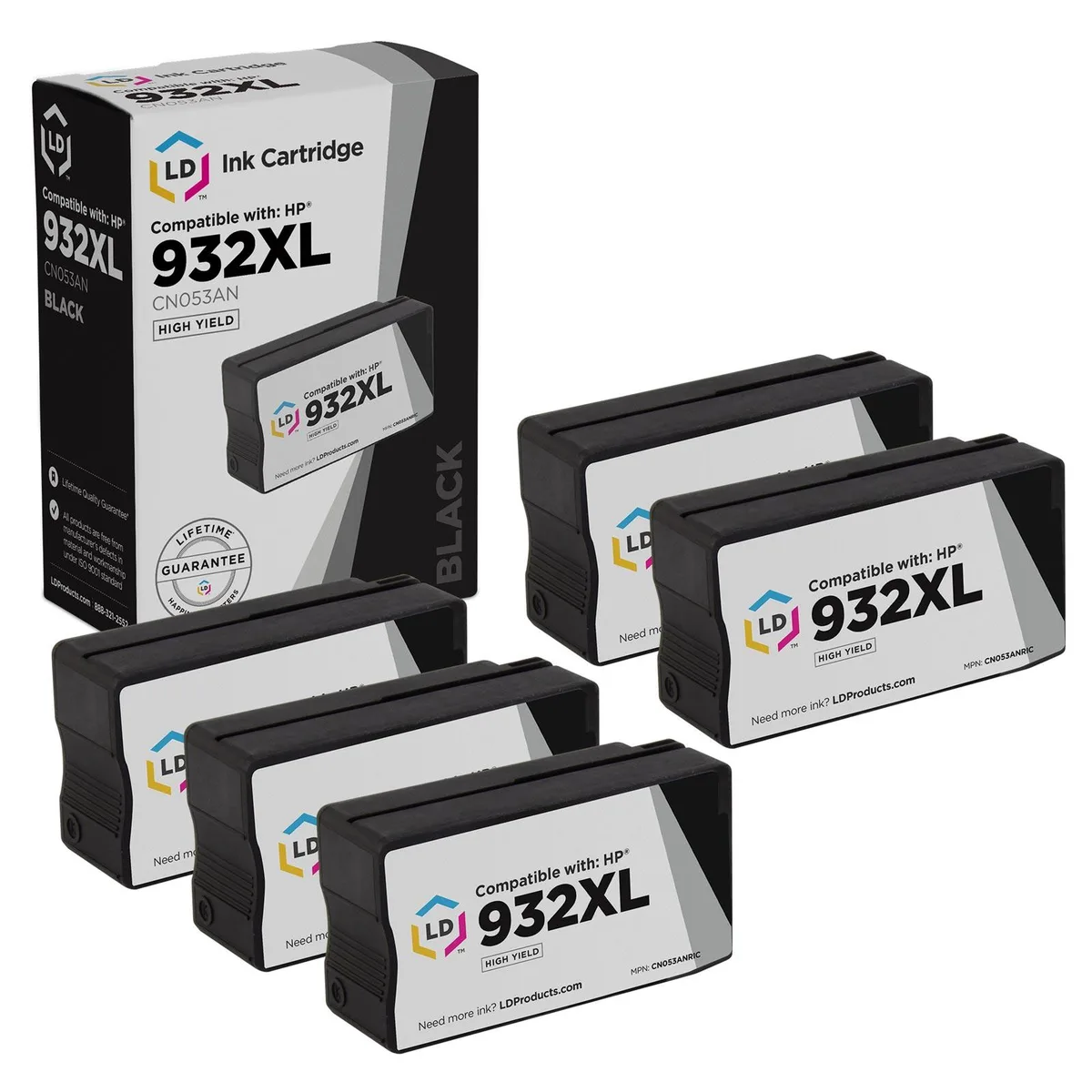 LD Products LD Products HP 932XL CN053AN Black Ink Cartridge 5-Pack — product photo