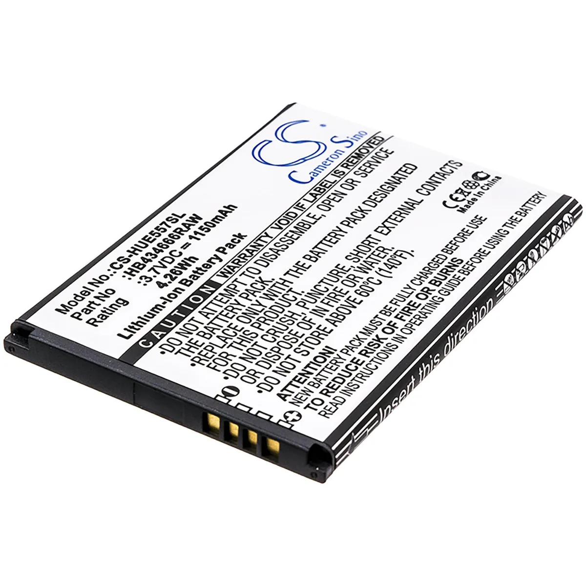 CameronSino CameronSino DS-CS-HUE557SL cell phone battery 1150mAh 3.7V — product photo